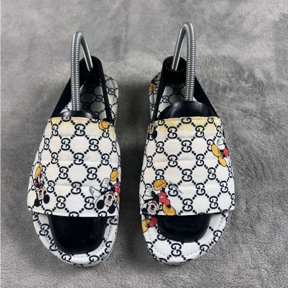 Women’s Sandals US 8 MX 25 Mickey GG Print Platform Slingback White Black